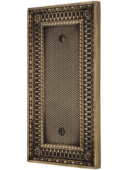 Pisano Blank Cover Plate in Antique Brass.